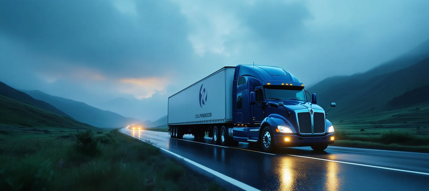Tractomula en carretera con el logo de Colpesados en el tráiler